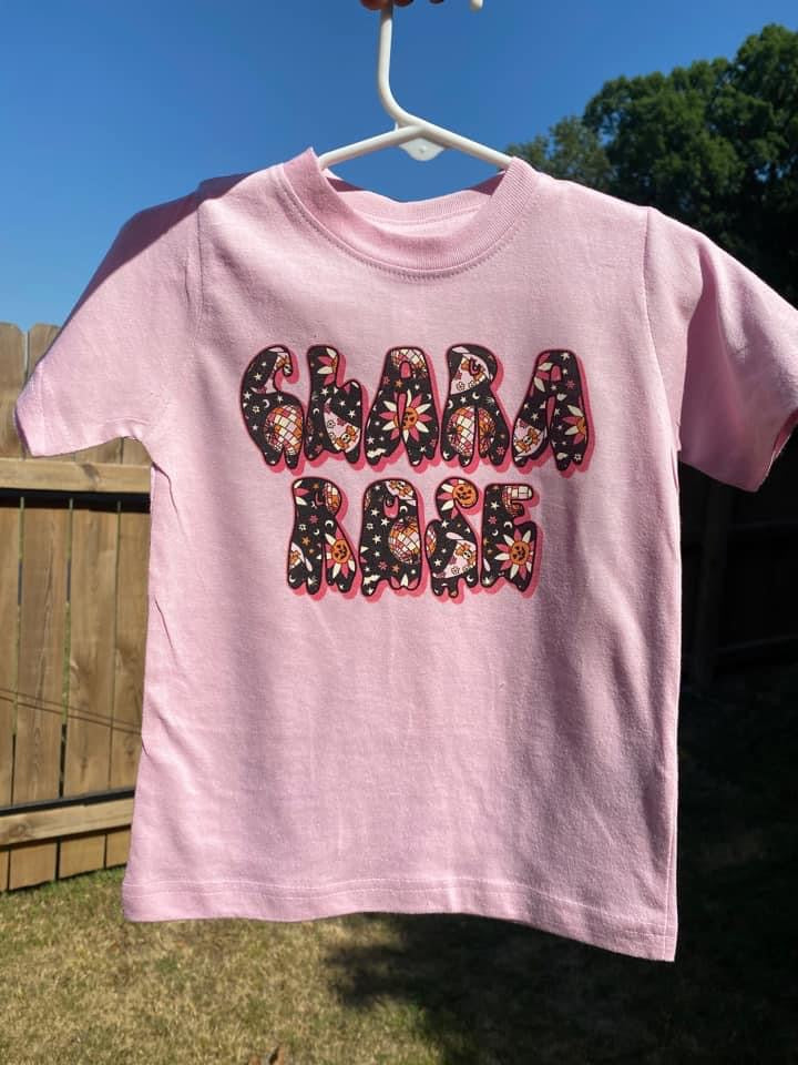 Disco spooky Name tee - light pink