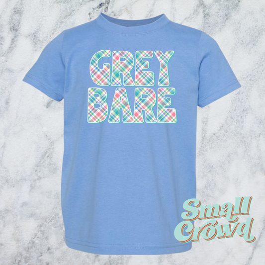 Spring Plaid COOL Name Tee - Carolina Blue