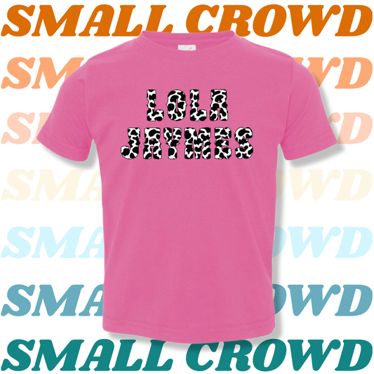 Cow Print Name Tee - Raspberry