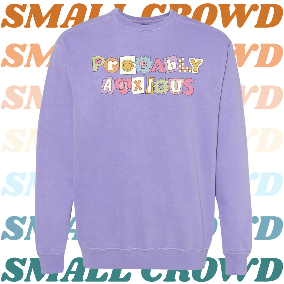 Probably Anxious (pink) graphic - Violet Comfort Colors