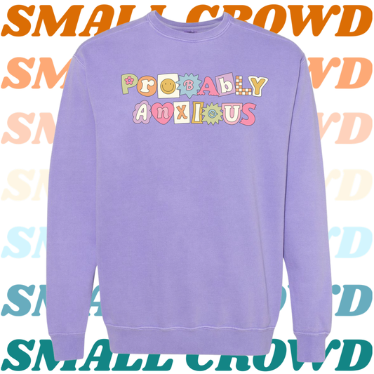 Probably Anxious (pink) graphic - Violet Comfort Colors