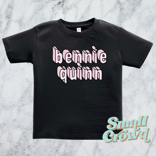 Pink Block Name Tee - Black