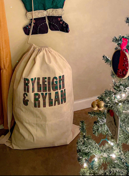 Santa Sack - Green Tartan