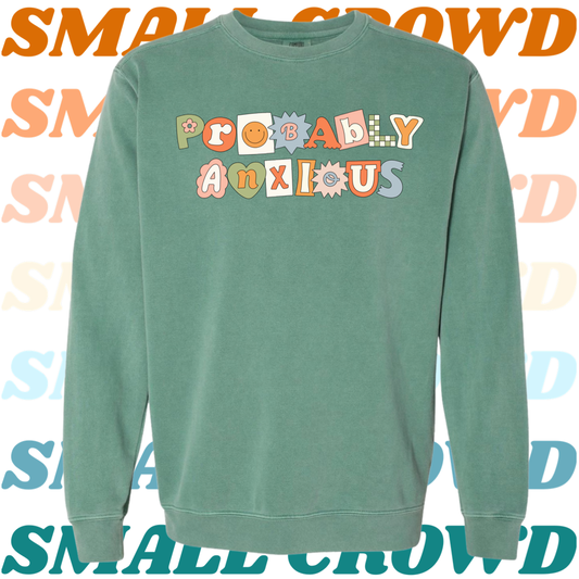 Probably Anxious (blue) graphic - Light Green Comfort Colors