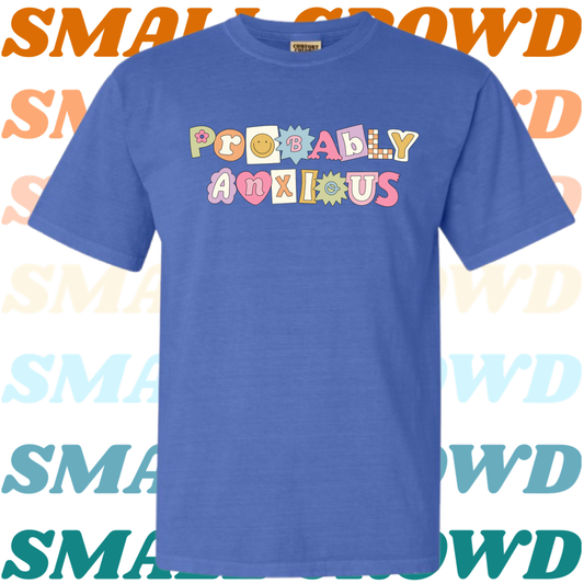 Probably Anxious (pink) graphic - Flo Blue Comfort Colors