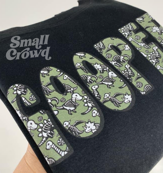 Dino Skelly Name tee - black