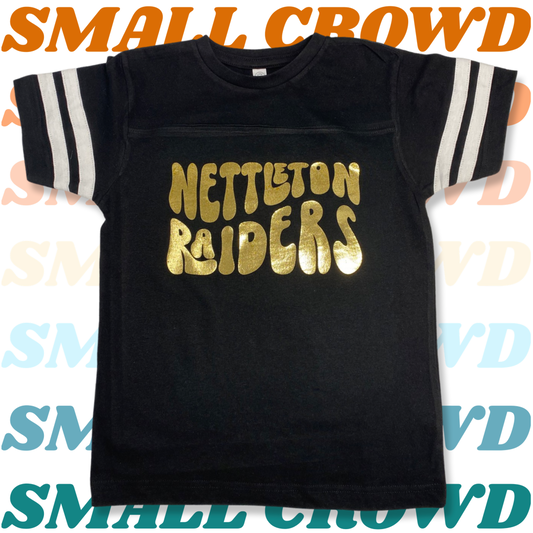 Nettleton Raiders Retro Foil Varsity Tee - black/gold