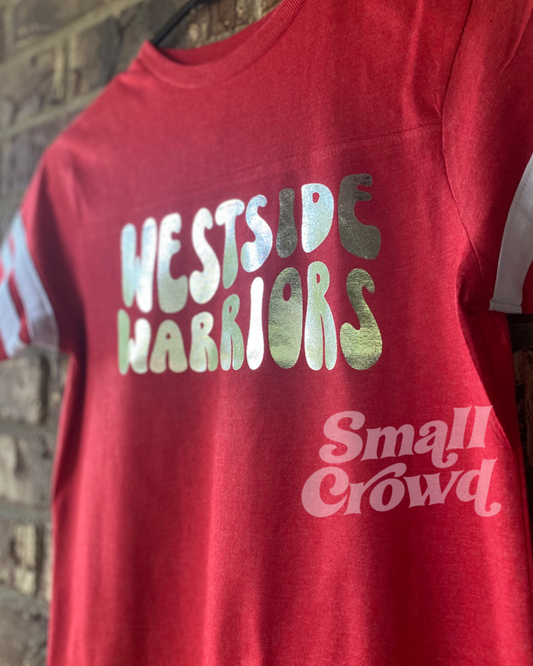 Westside Warriors Retro Foil Varsity Tee - red